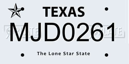 MJD0261 Texas License Plate