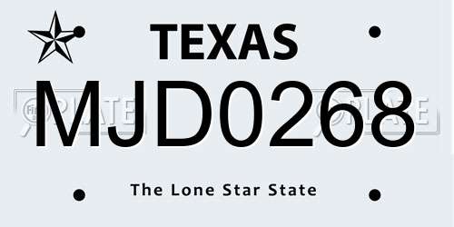 MJD0268 Texas License Plate