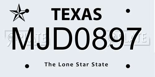 MJD0897 Texas License Plate