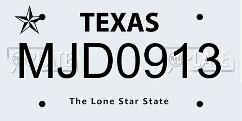 MJD0913 Texas License Plate