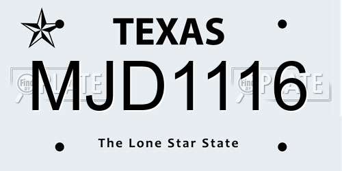 MJD1116 Texas License Plate