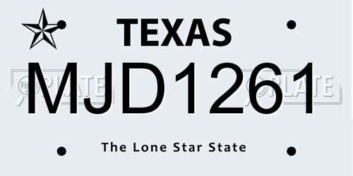 MJD1261 Texas License Plate