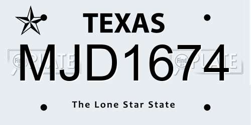 MJD1674 Texas License Plate