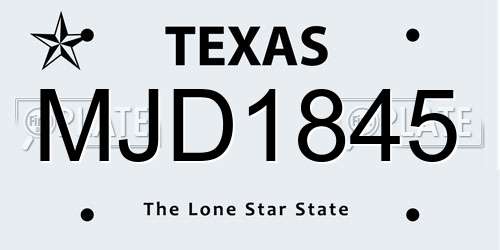 MJD1845 Texas License Plate