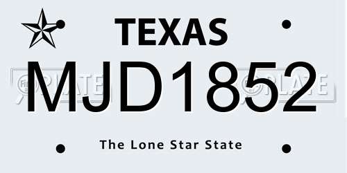 MJD1852 Texas License Plate