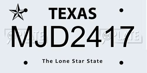 MJD2417 Texas License Plate