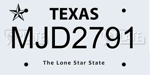 MJD2791 Texas License Plate