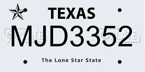 MJD3352 Texas License Plate