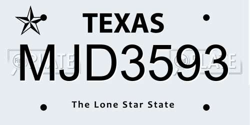MJD3593 Texas License Plate