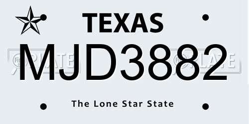 MJD3882 Texas License Plate
