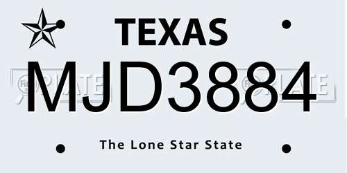 MJD3884 Texas License Plate