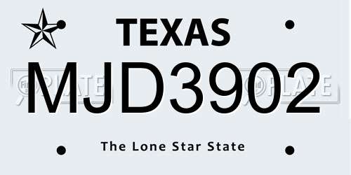 MJD3902 Texas License Plate