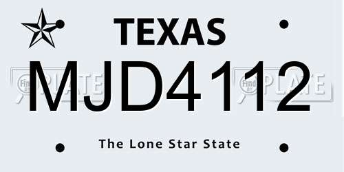 MJD4112 Texas License Plate