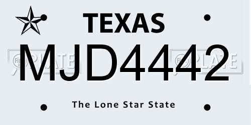 MJD4442 Texas License Plate