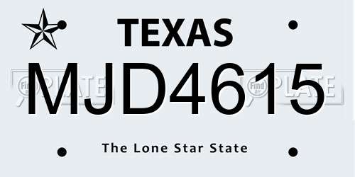 MJD4615 Texas License Plate