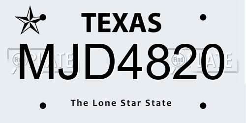 MJD4820 Texas License Plate