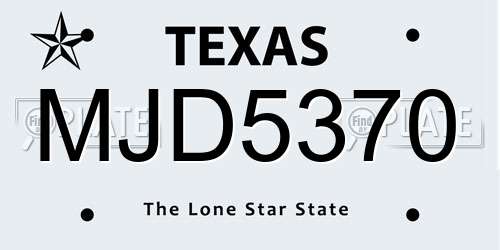 MJD5370 Texas License Plate