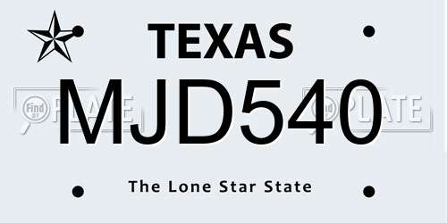 MJD540 Texas License Plate