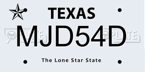 MJD54D Texas License Plate