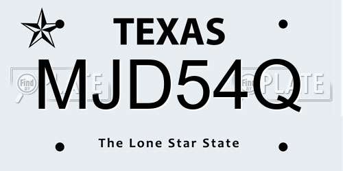 MJD54Q Texas License Plate