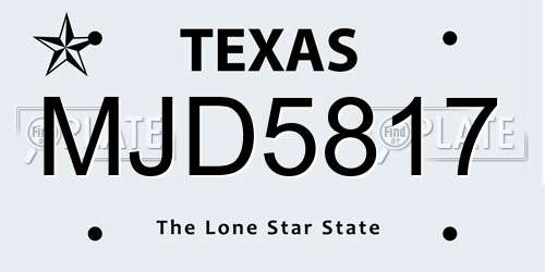 MJD5817 Texas License Plate