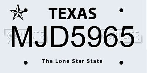 MJD5965 Texas License Plate
