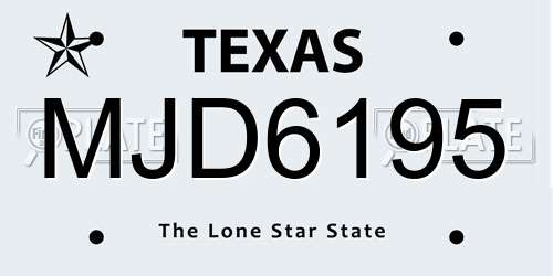MJD6195 Texas License Plate