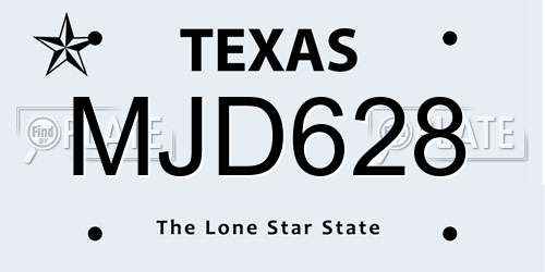 MJD628 Texas License Plate