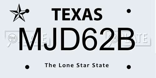 MJD62B Texas License Plate