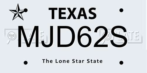 MJD62S Texas License Plate