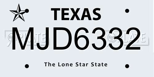 MJD6332 Texas License Plate