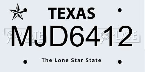 MJD6412 Texas License Plate
