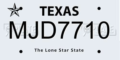 MJD7710 Texas License Plate