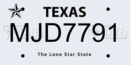 MJD7791 Texas License Plate