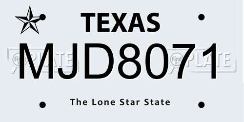 MJD8071 Texas License Plate