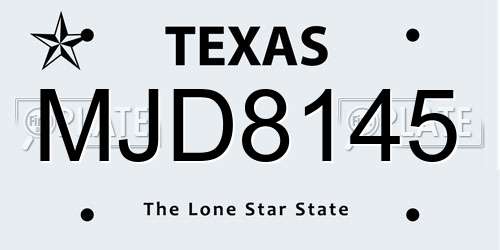 MJD8145 Texas License Plate