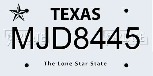 MJD8445 Texas License Plate