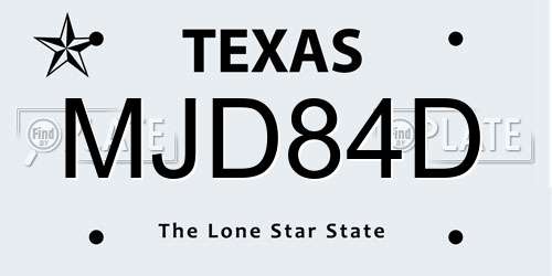 MJD84D Texas License Plate