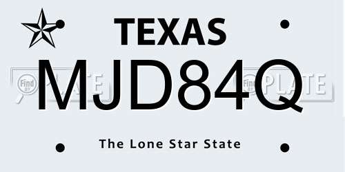 MJD84Q Texas License Plate