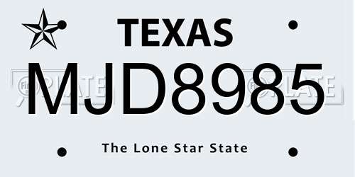 MJD8985 Texas License Plate