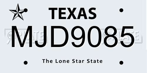 MJD9085 Texas License Plate