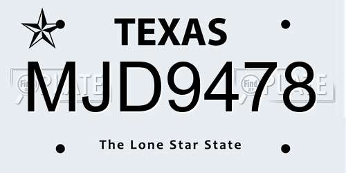 MJD9478 Texas License Plate