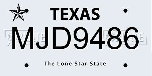 MJD9486 Texas License Plate