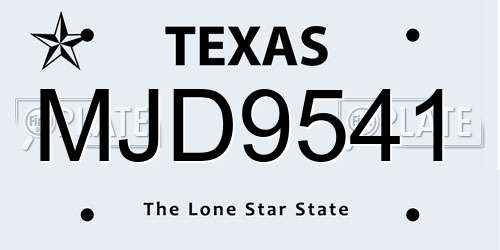 MJD9541 Texas License Plate