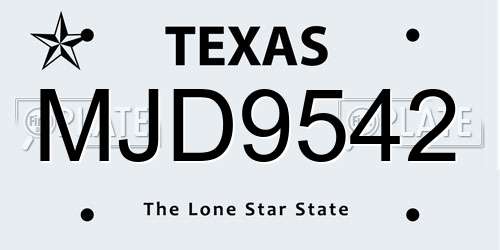 MJD9542 Texas License Plate