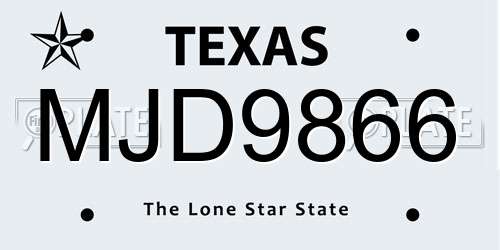 MJD9866 Texas License Plate