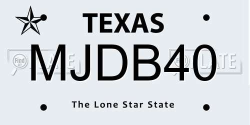 MJDB40 Texas License Plate
