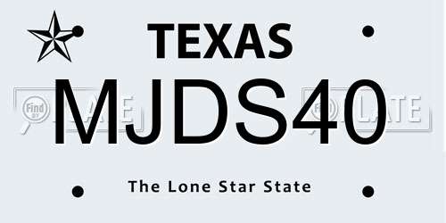 MJDS40 Texas License Plate