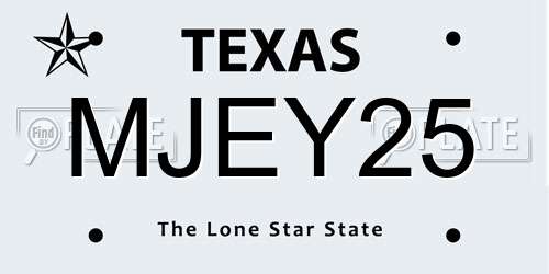 MJEY25 Texas License Plate