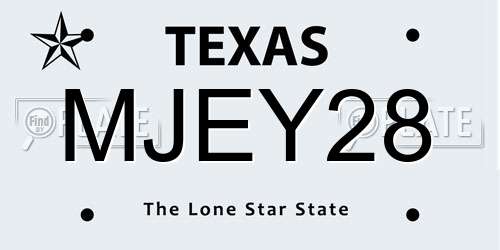 MJEY28 Texas License Plate